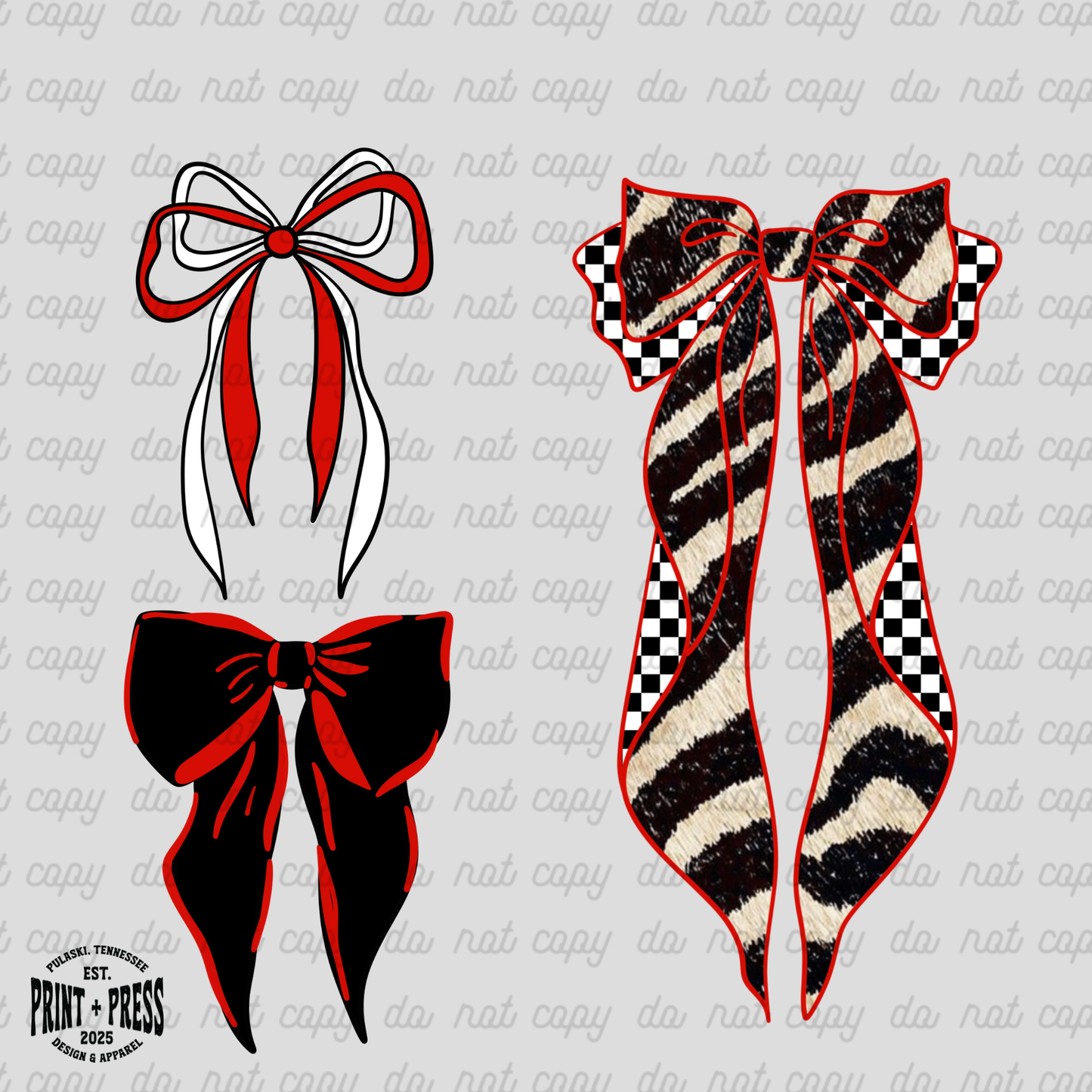 Red Check Bows PNG File