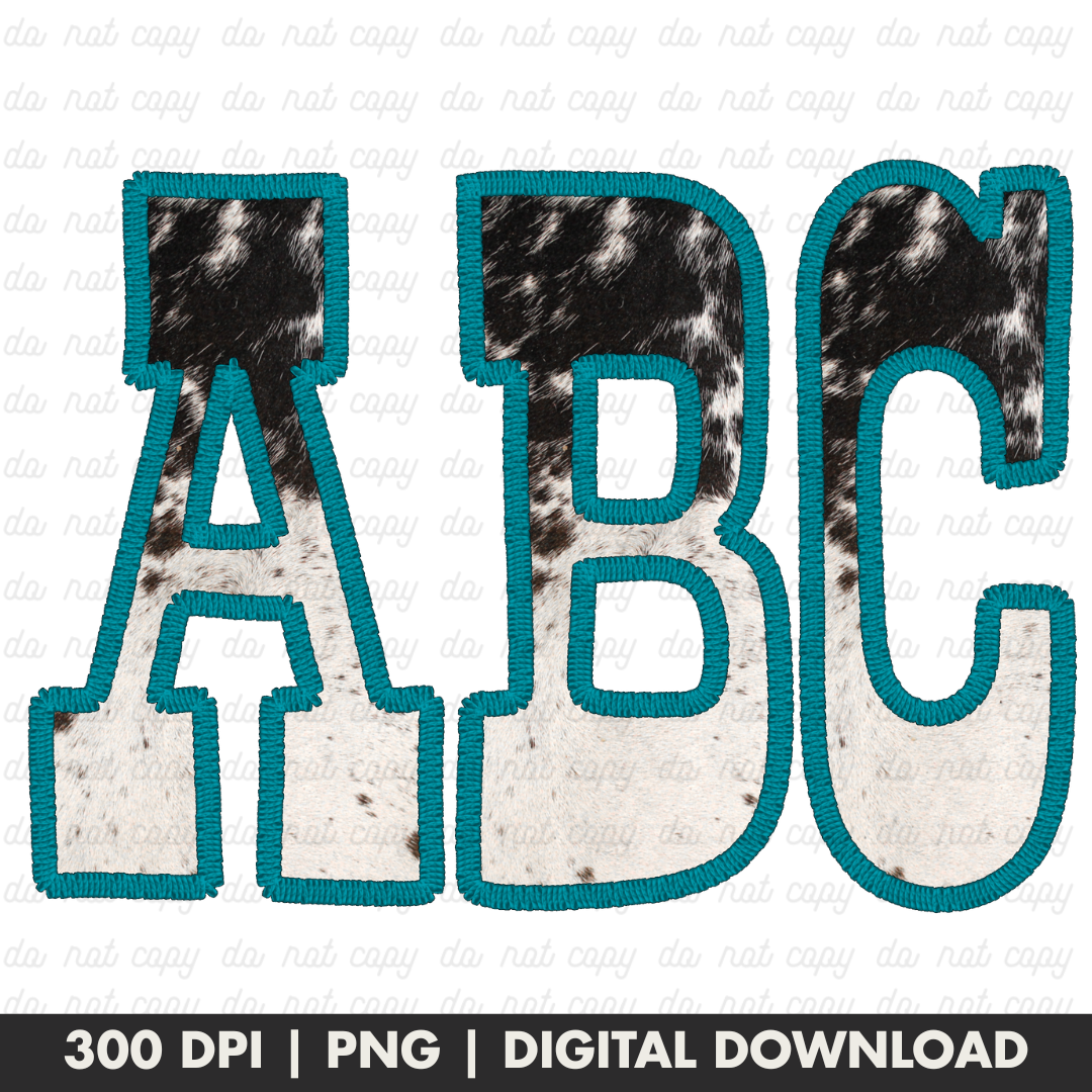 Cowhide Faux Embroidery Alpha Set
