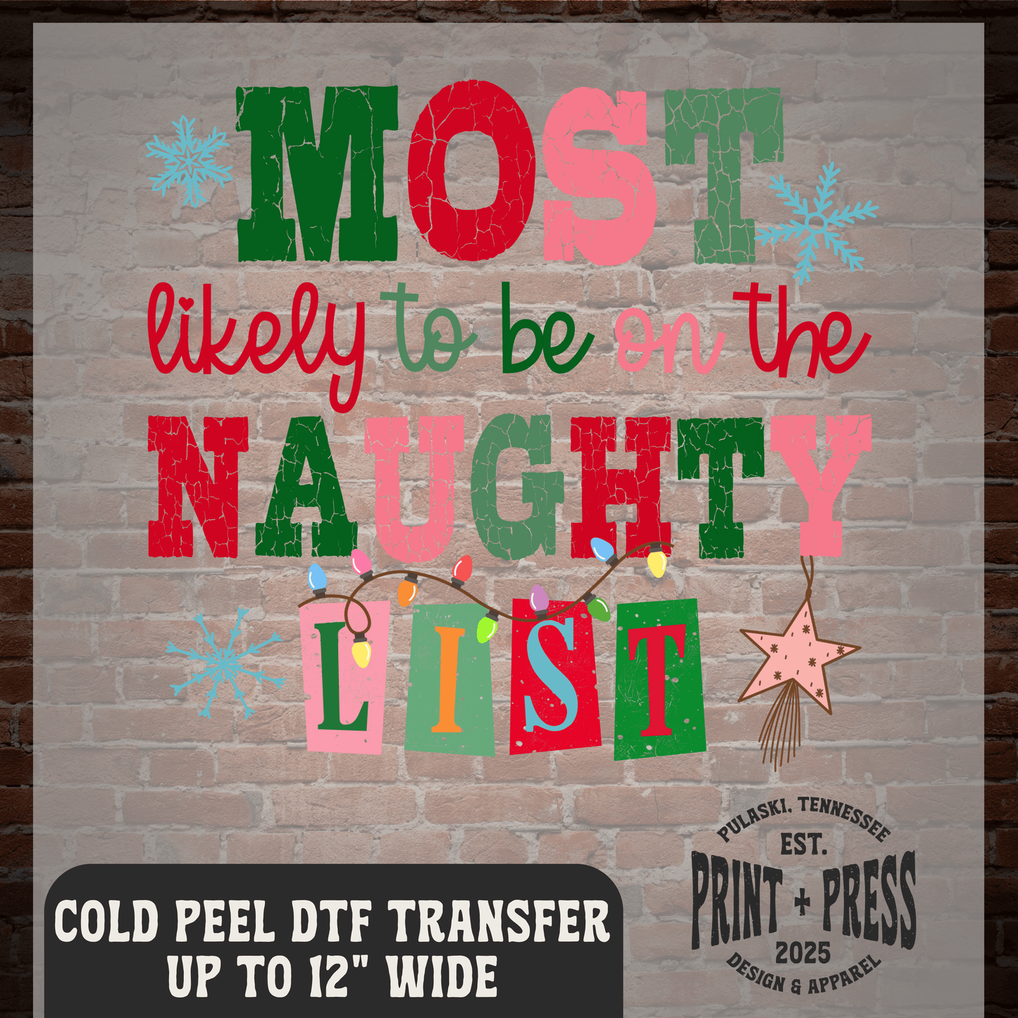 Naughty List DTF Transfer