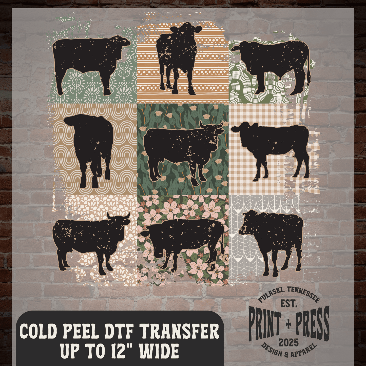Cows Quilt Patchword DTF Transfer