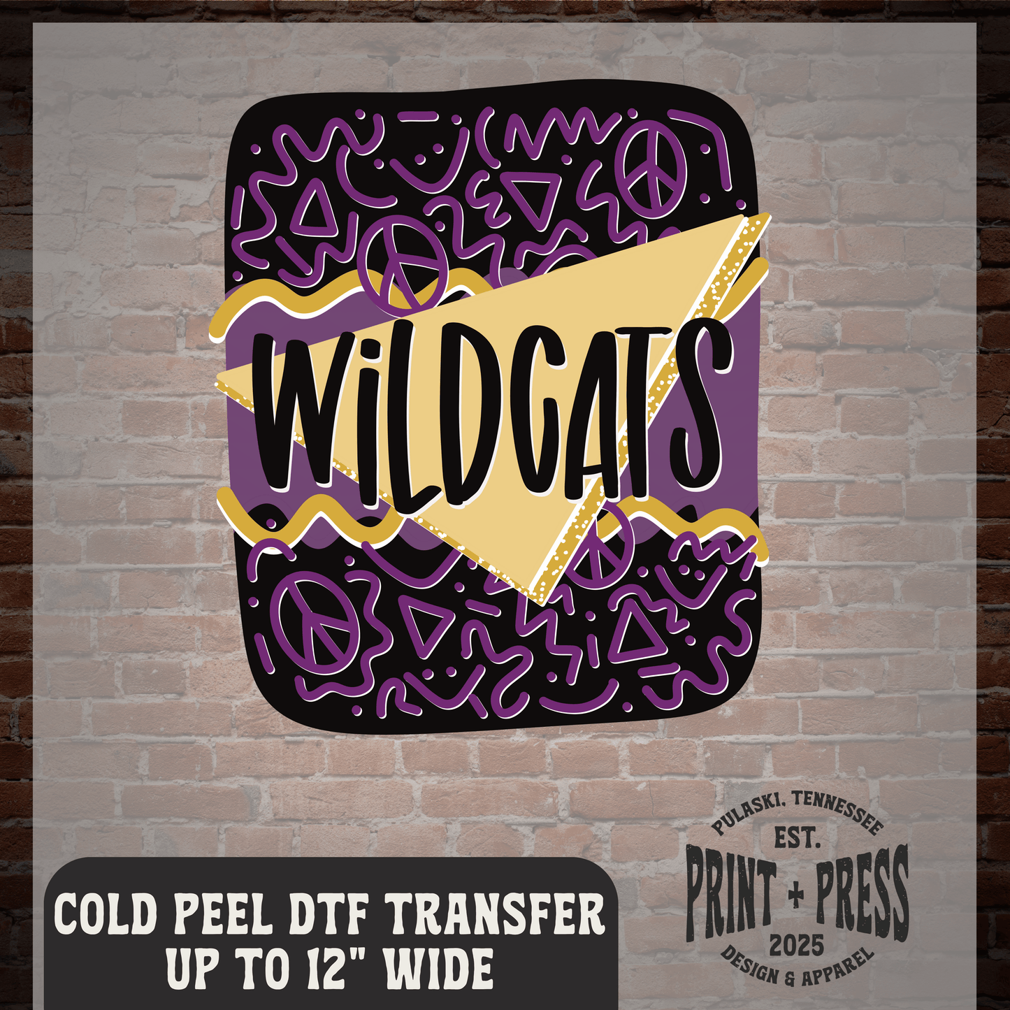 Purple & Gold Wildcats Retro DTF Transfer