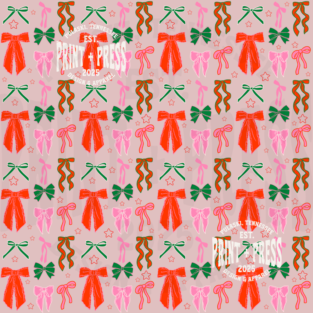 Preppy Christmas Bow Seamless Pattern