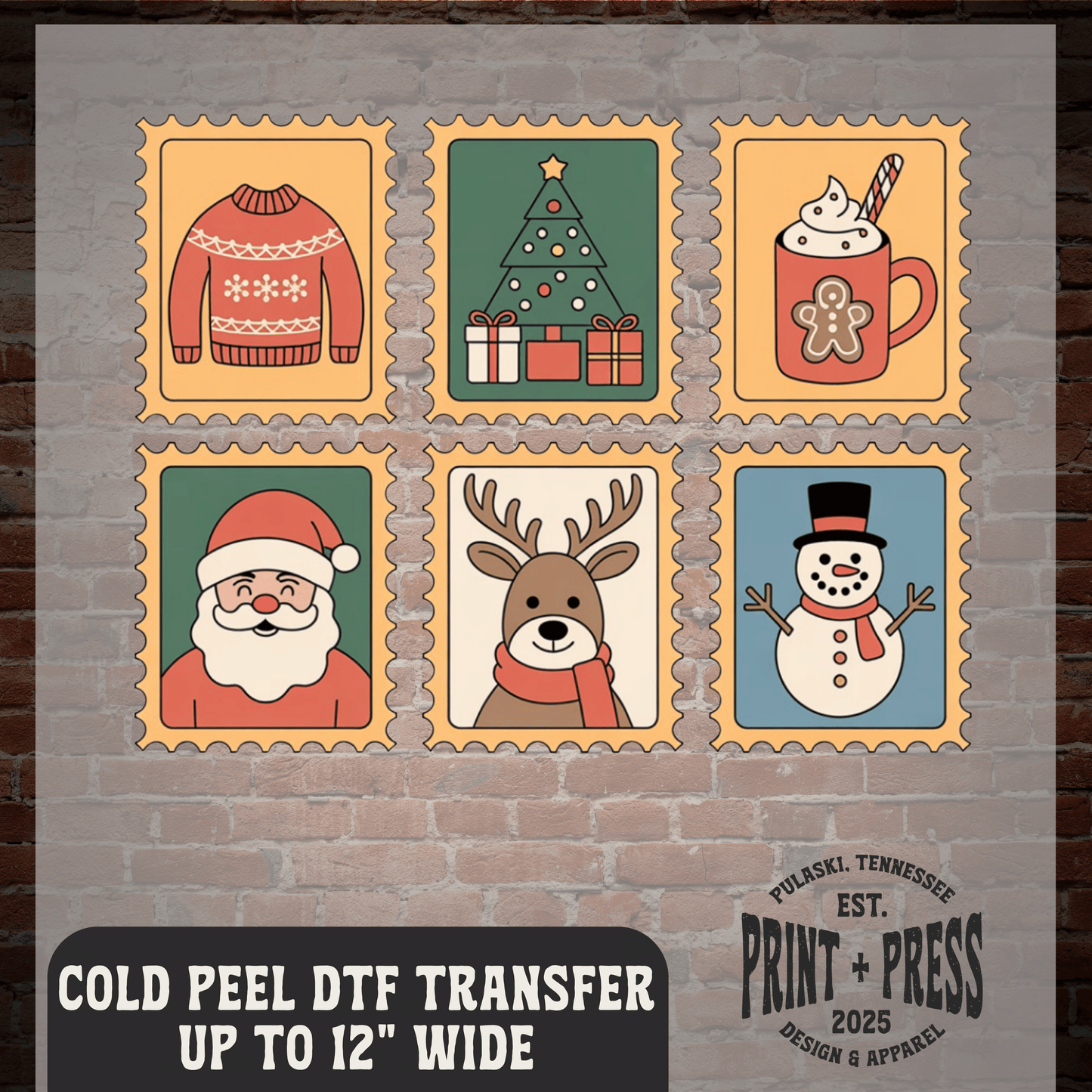 Christmas Stamps DTF Transfer