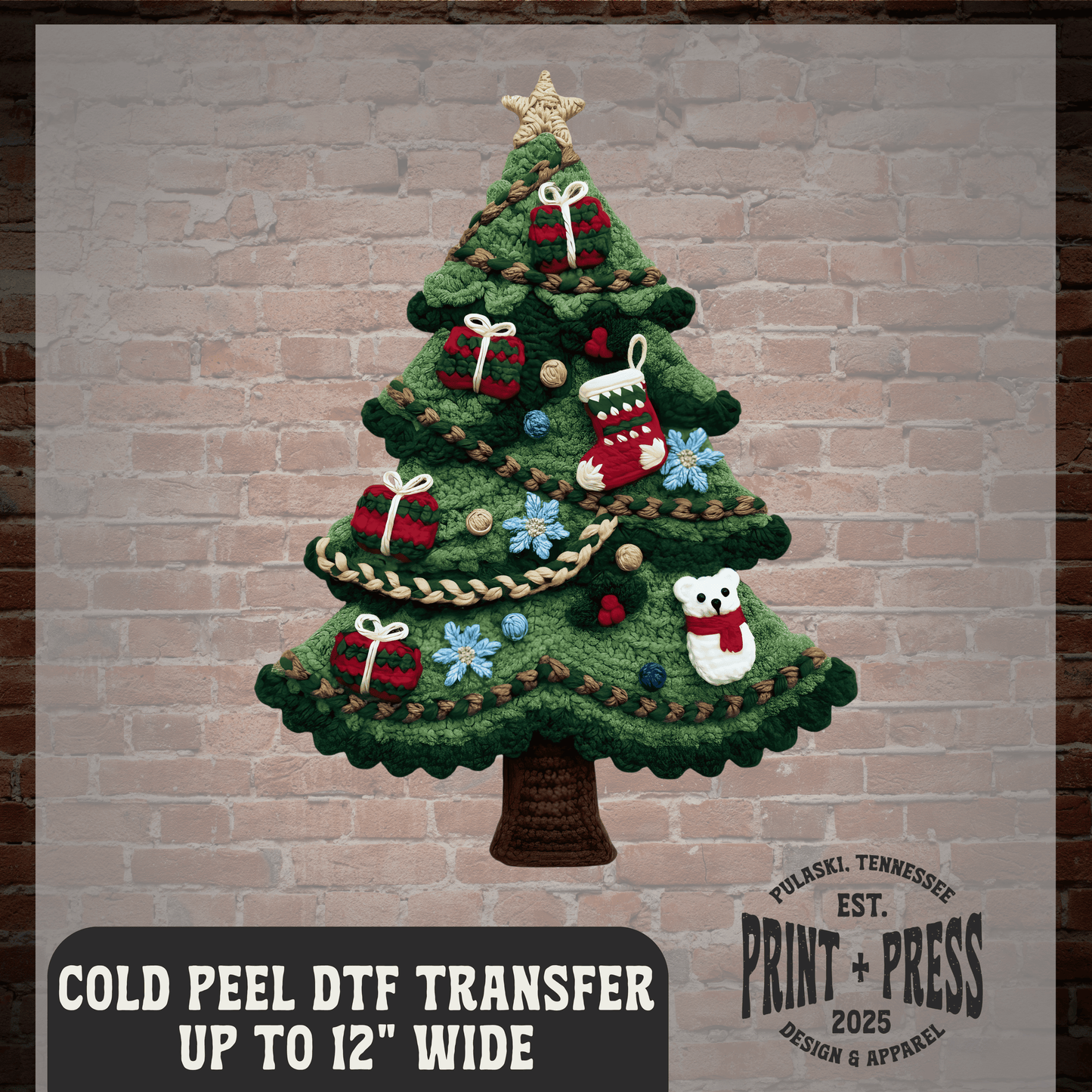 Crochet Christmas Tree DTF Transfer