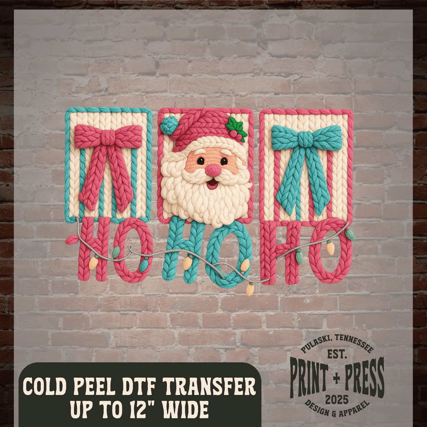 Ho Ho Ho Crochet DTF Transfer