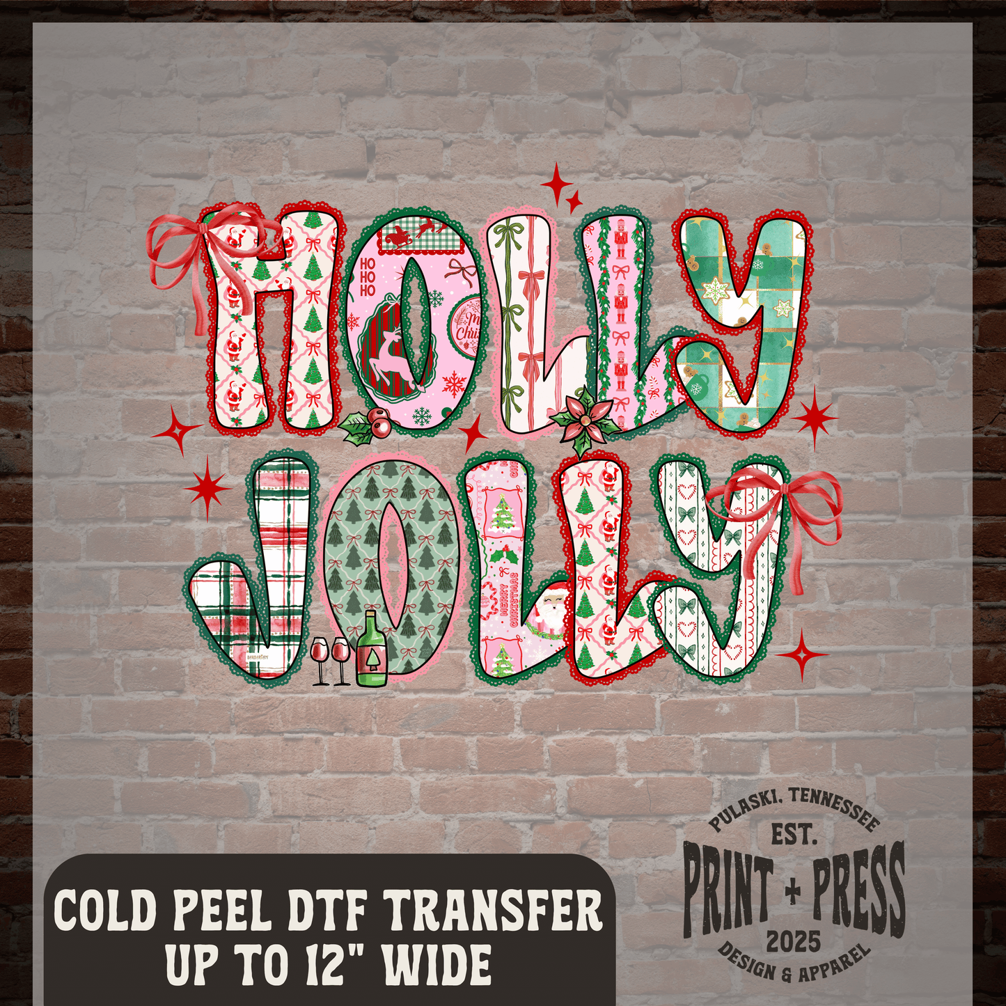 Holly Jolly Lace DTF Transfer