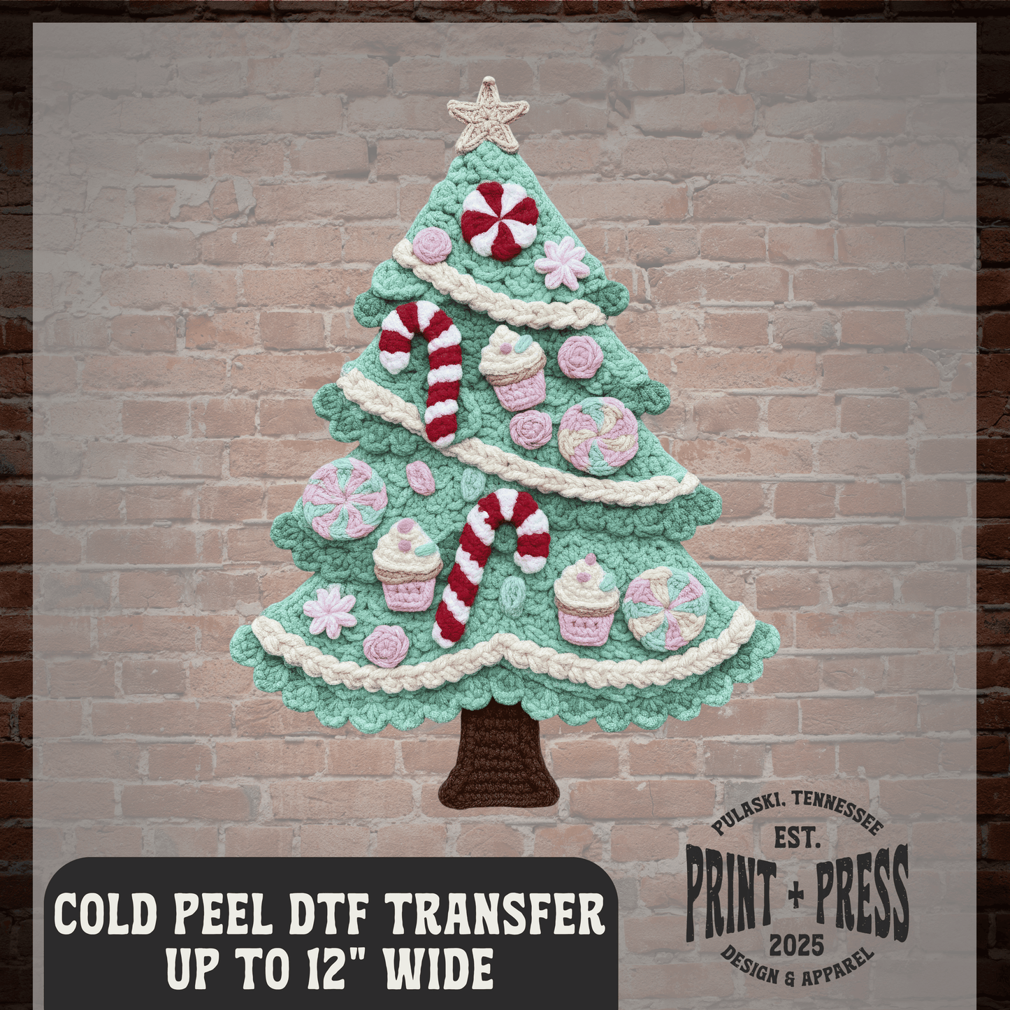 Crochet Christmas Tree DTF Transfer