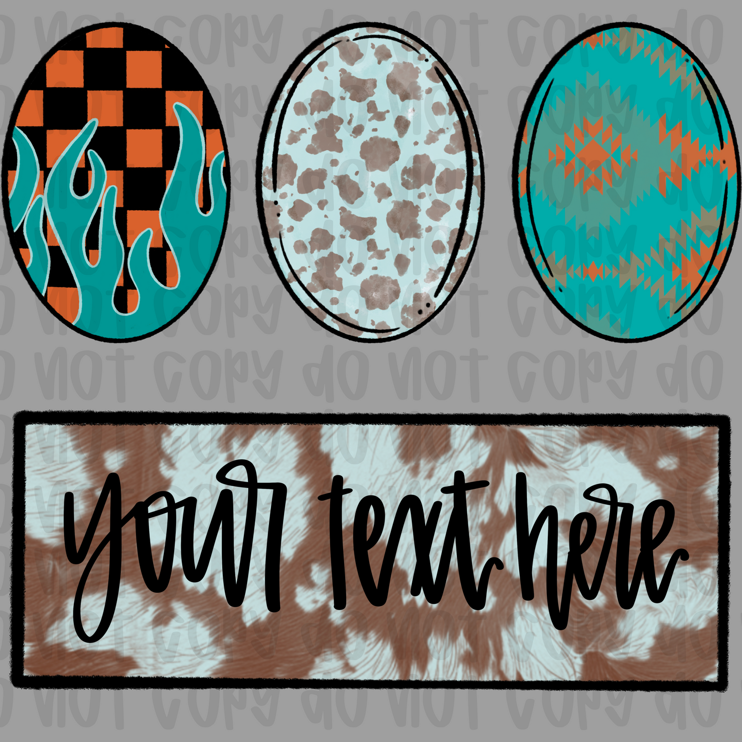 Turquoise & Orange Edgy Western Easter PNG