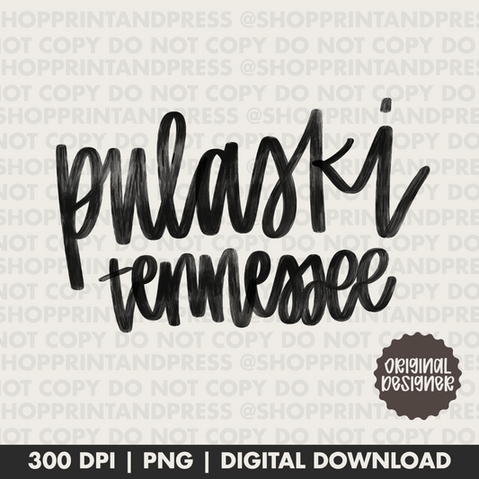 Pulaski Tennessee Hand Lettered PNG