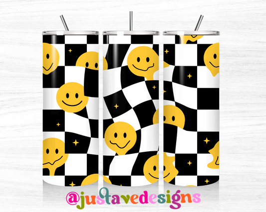 Checkered Smiley Retro 20oz Skinny Tumbler