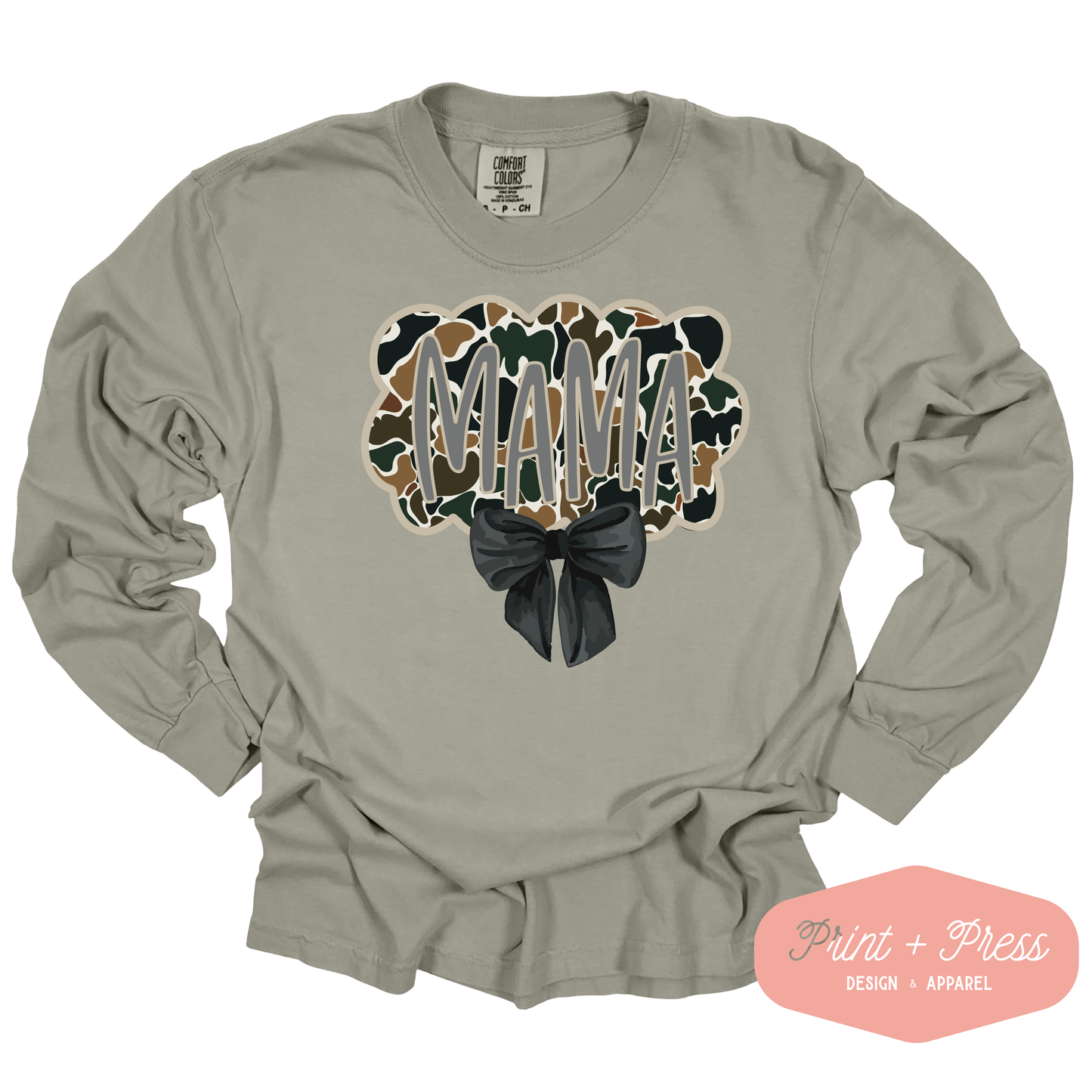 Mama Coquette Duck Camo Long Sleeve Graphic Tee