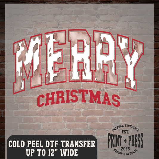 Cowhide Merry Christmas DTF Transfer
