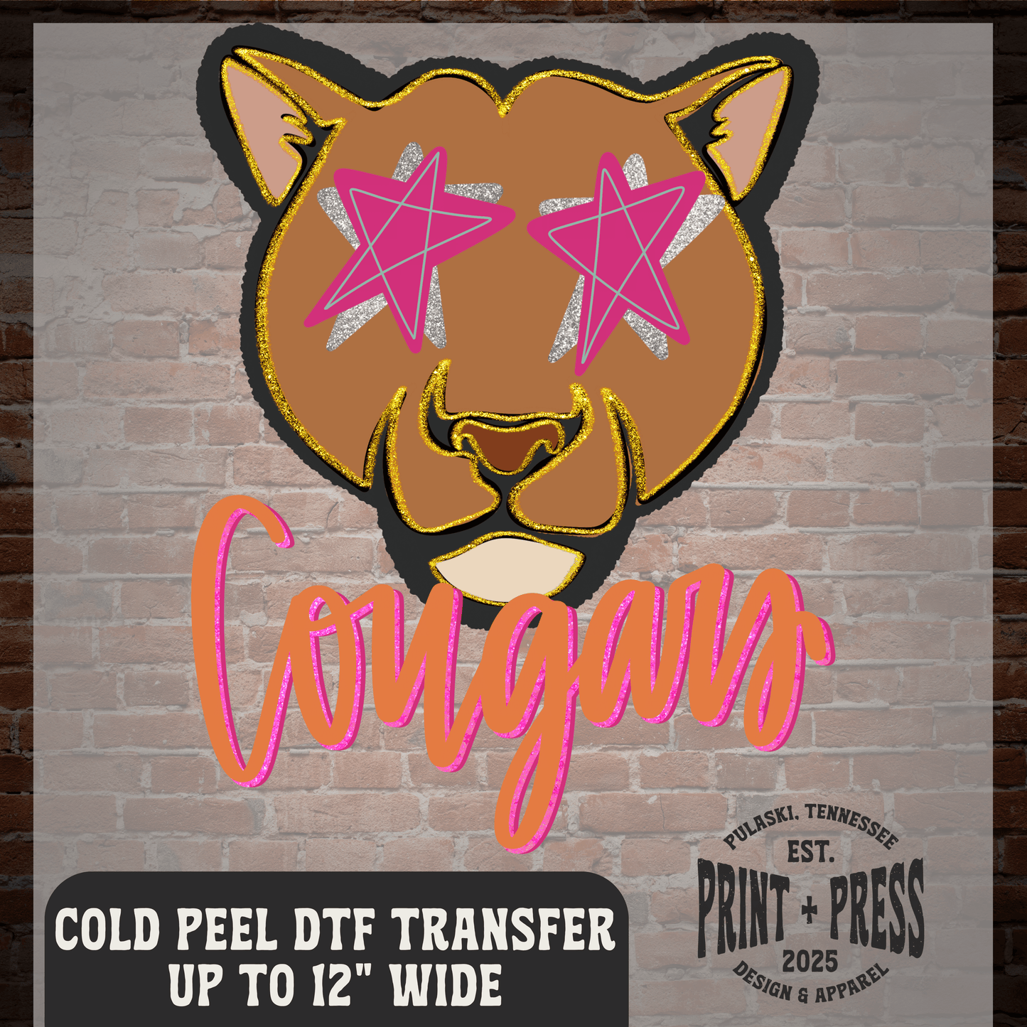 Pink Cougars DTF Transfer