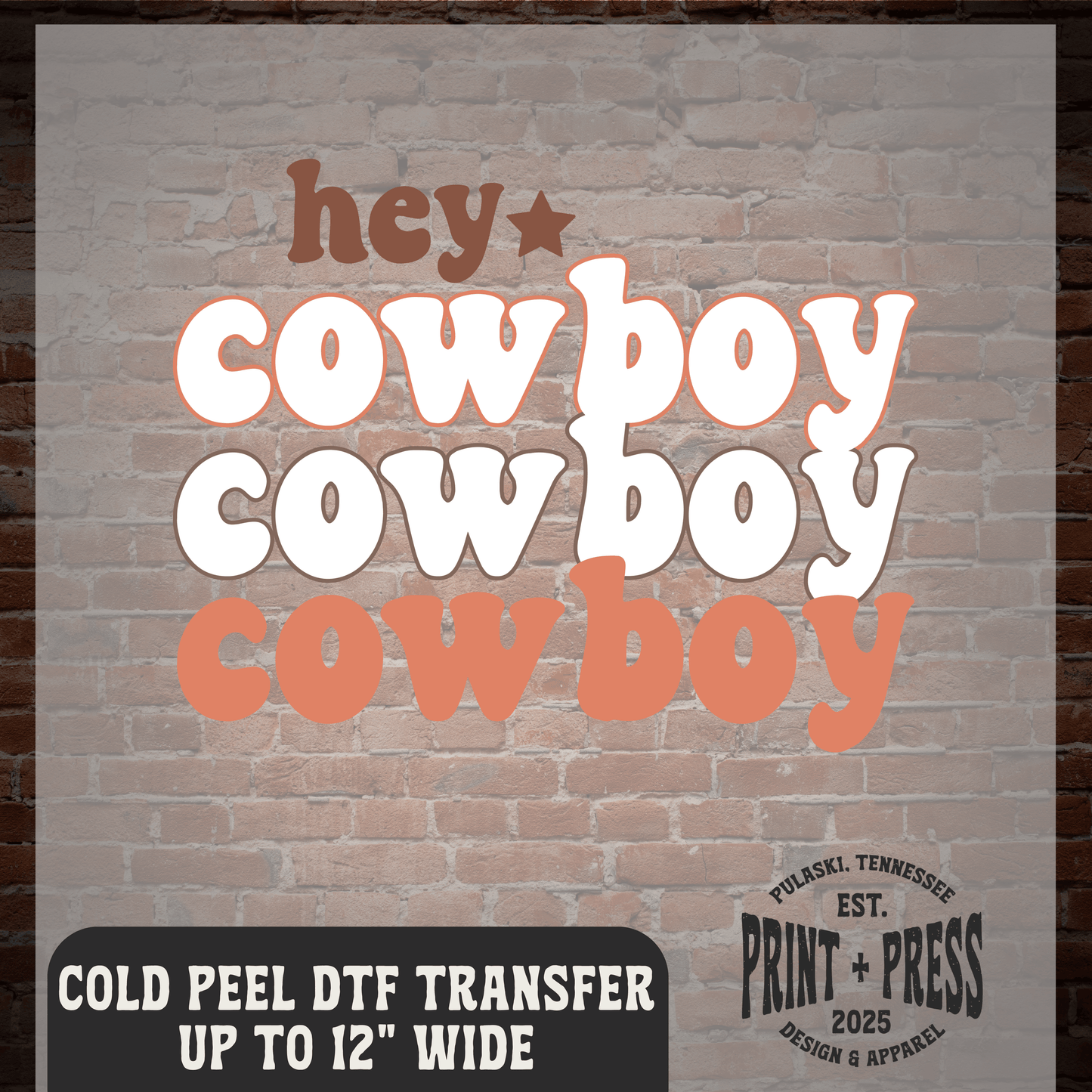 Hey Cowboy DTF Transfer