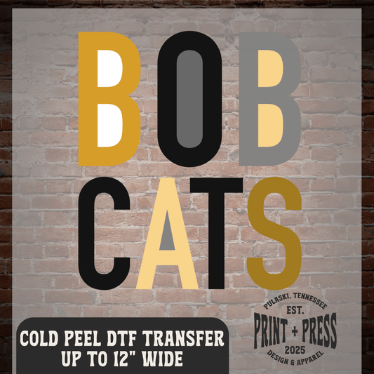 Black & Gold Bobcats DTF Transfer