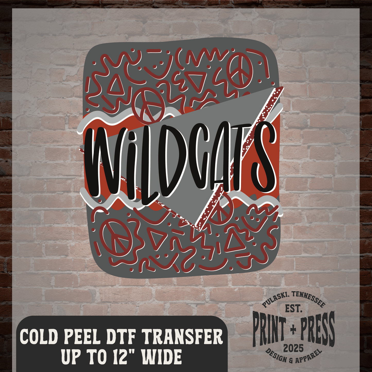 Wildcats Red & Gray Retro DTF Transfer