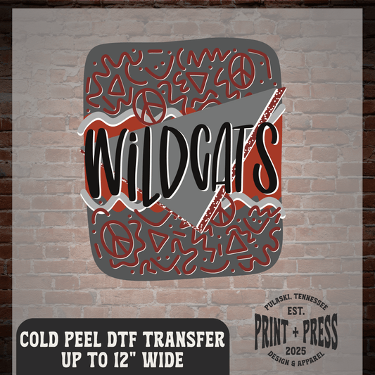 Wildcats Red & Gray Retro DTF Transfer