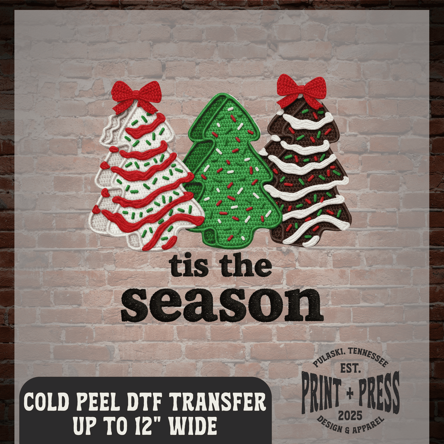 Tis The Season Faux Embroidery DTF Transfer