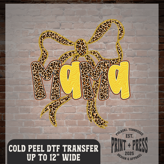 Mama Cheetah Bow DTF Transfer