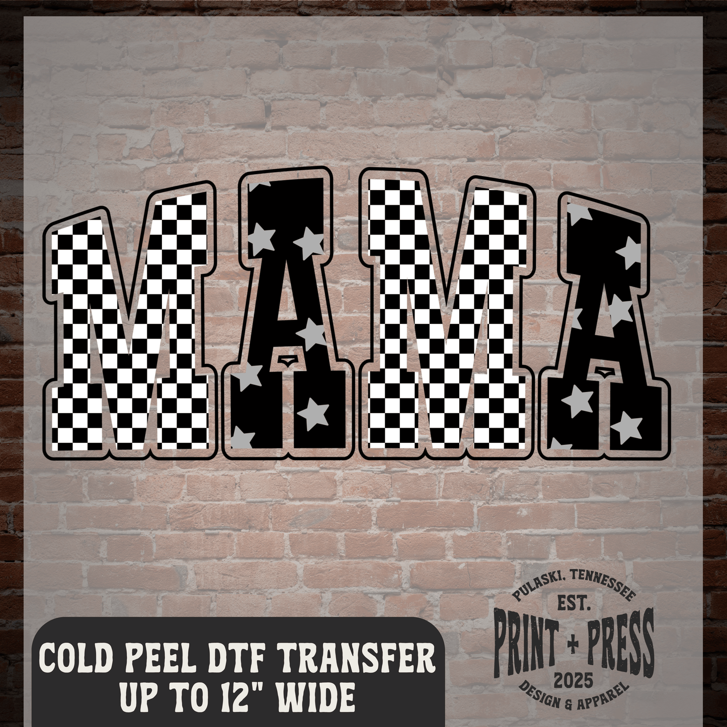 Checkered Mama Stars DTF Transfer