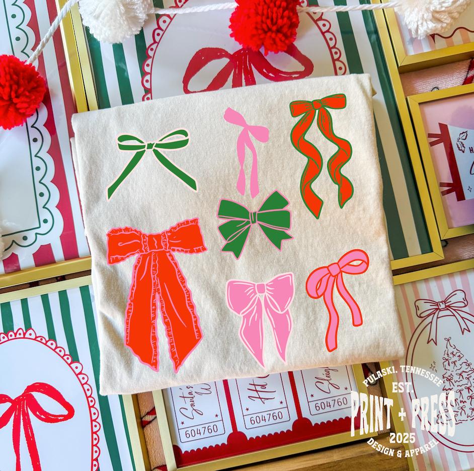 Preppy Christmas Bows PNG File