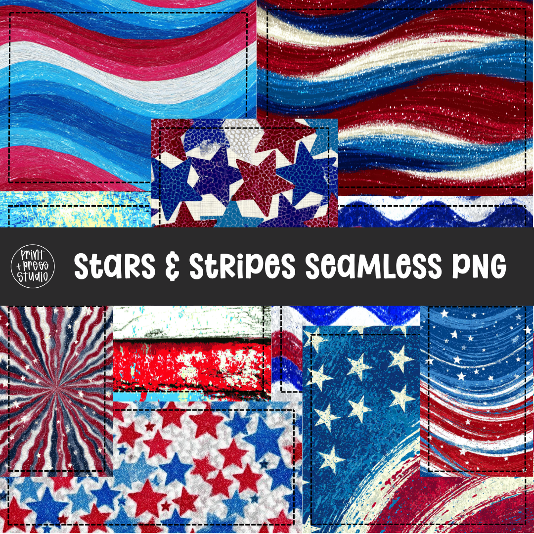 Stars & Stripes Quilted Seamless Pattern PNG