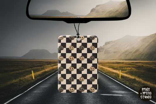 Checkered Pumpkins Air Freshener