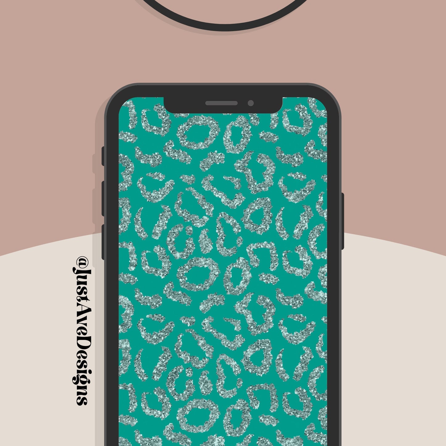 Turquoise & Terracotta Cowhide Glitter Phone Wallpaper Background