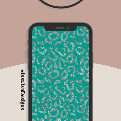 Turquoise & Terracotta Cowhide Glitter Phone Wallpaper Background