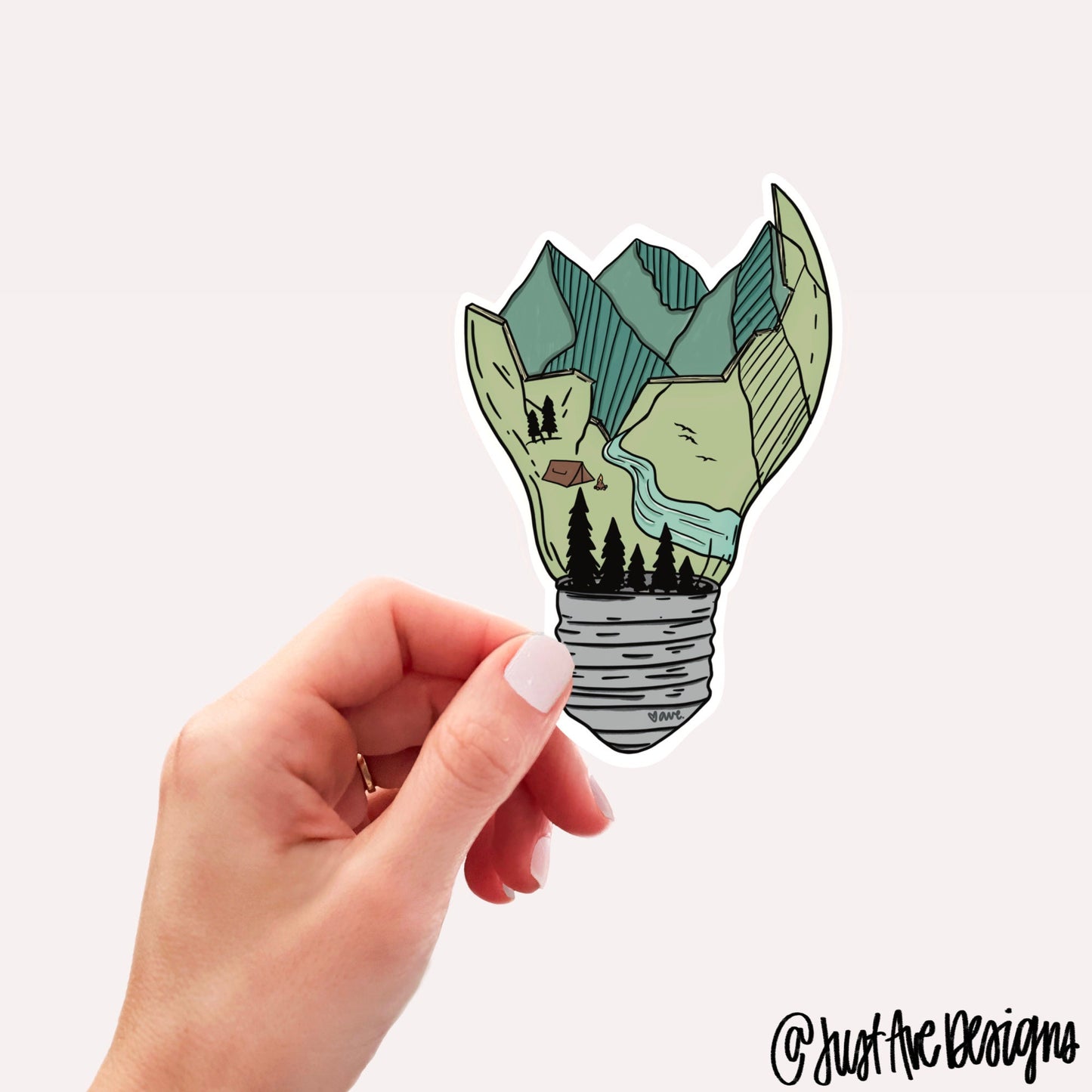 Camping Broken Lightbulb Die Cut Sticker