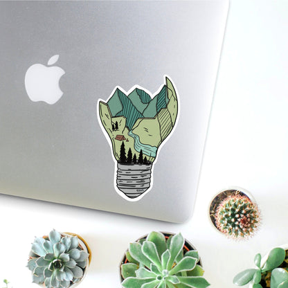 Camping Broken Lightbulb Die Cut Sticker