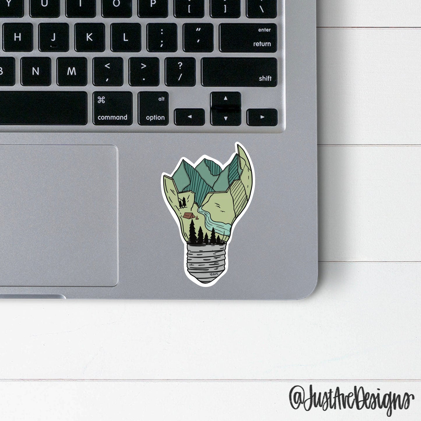 Camping Broken Lightbulb Die Cut Sticker